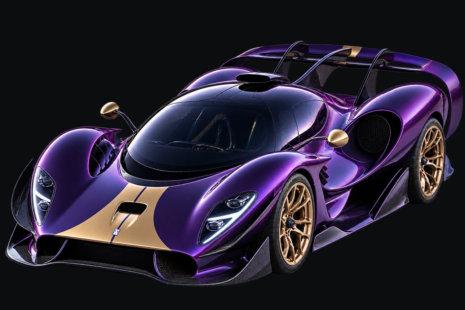 Violett-goldener Prototyp De Tomaso P900 in Dreiviertelansicht von vorne links